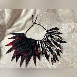 black white red bloody clown shoulder harness collar Halloween costume piece